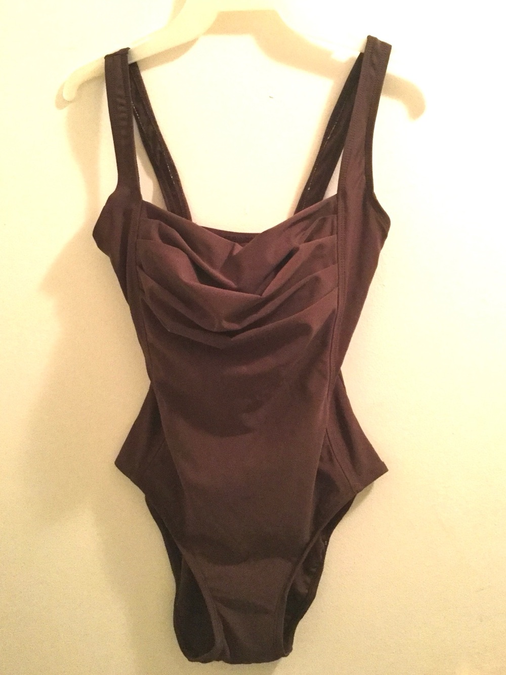 Classic Draped One-Piece Swimsuit in Deep Brown